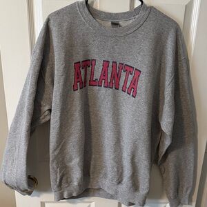 Gildan Gray Crewneck with Pink Atlanta Arch